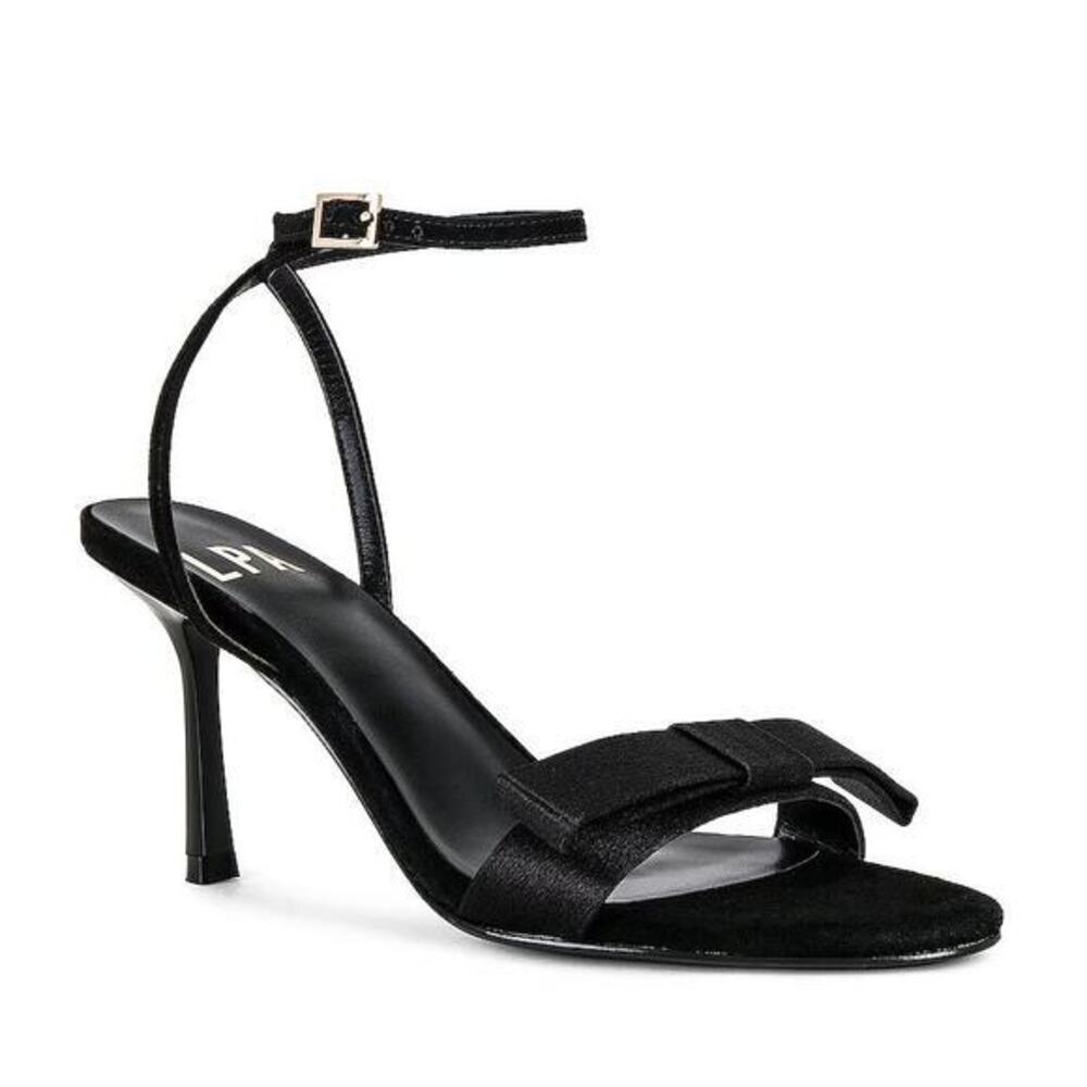 LPA The‎ Bow Heels with Ankle Strap Satin Size 9 Black Round Toe